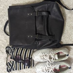 Kenneth Cole Reaction Black Leather Backpack